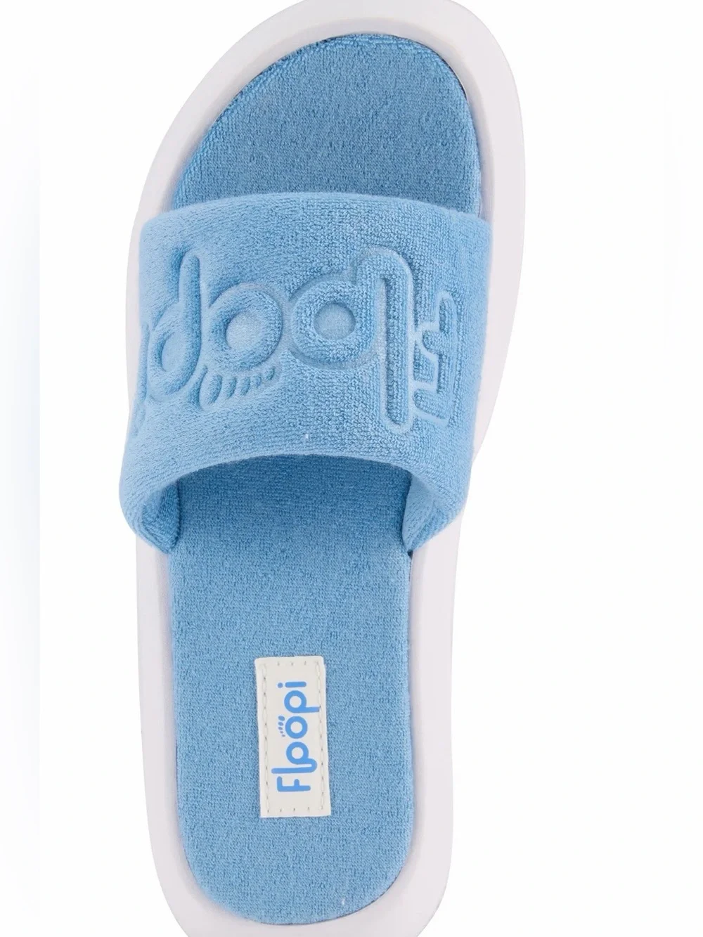 FLOOPI Light Blue Terry Wedge Slide Sandals 7